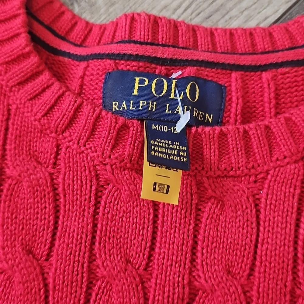 Polo by Ralph Lauren Red Cable Knit Sweater